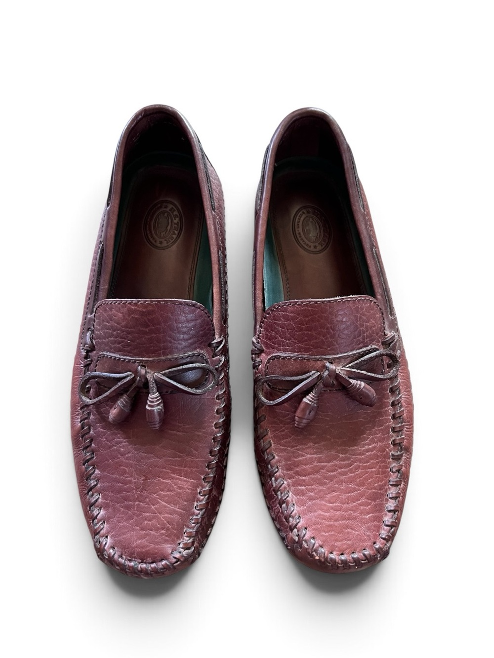 H.S. Trask Buffalo Leather  Loafers Brown Tassel Moccasins Size 10